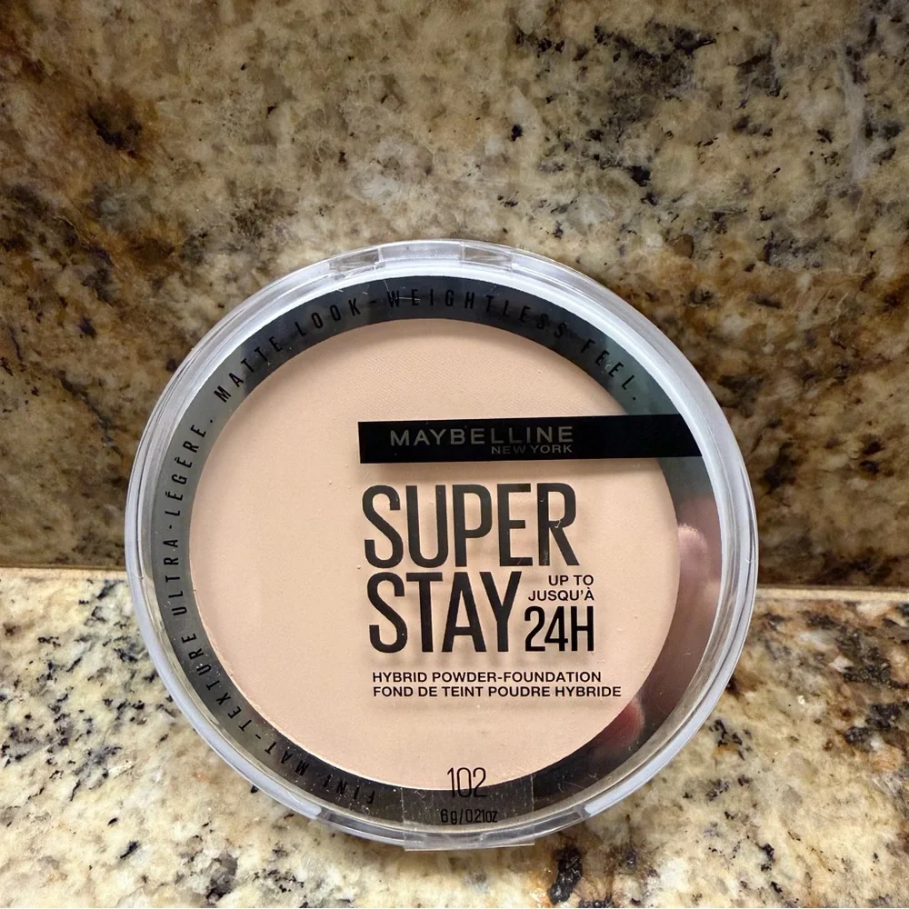NEW Maybelline Super Stay 24H Hybrid Powder Foundation - 102 Light Warm Peach